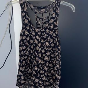 Black Flower Tank Top